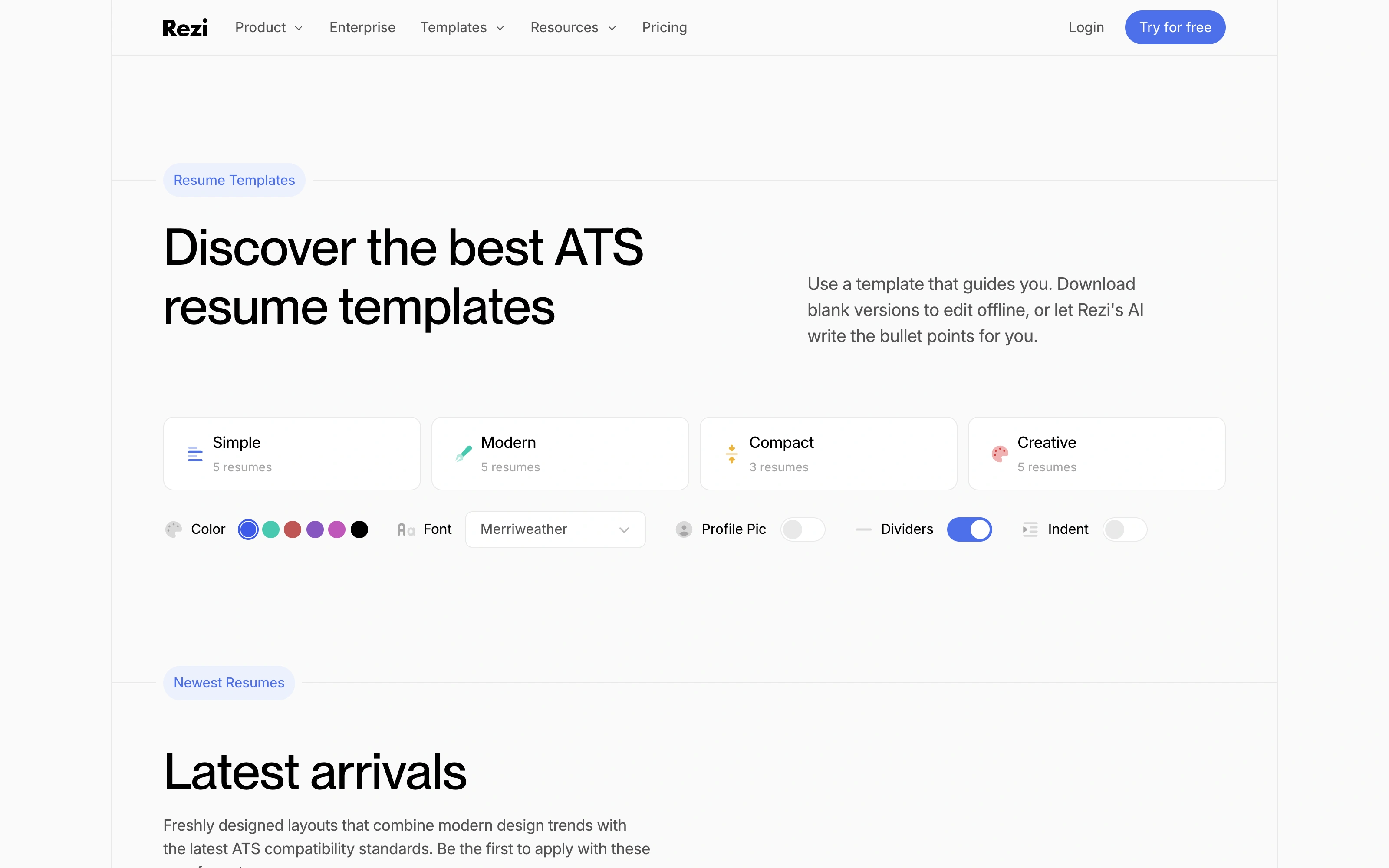 Каталог ATS-шаблонов Rezi